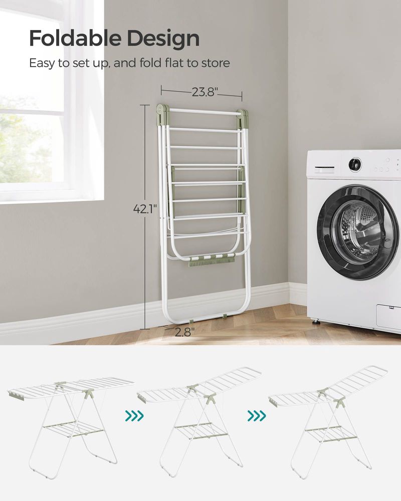 Clothes Drying Rack - With Sock Clips - Heavy Duty Steel
