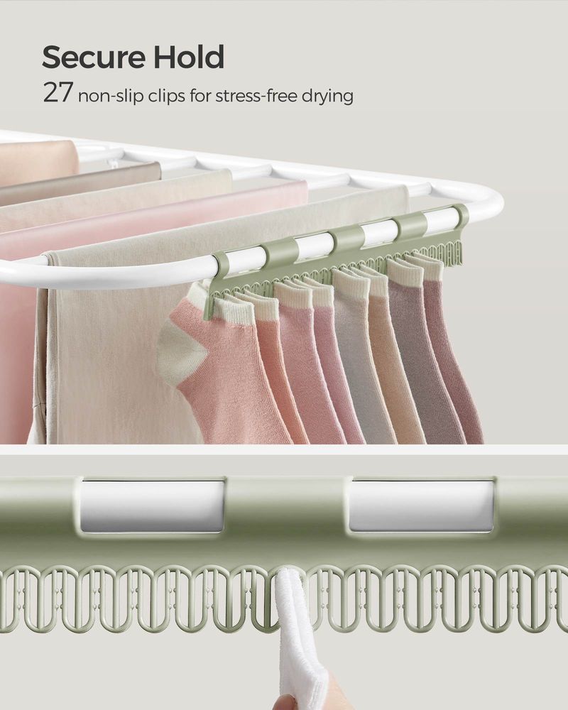 Clothes Drying Rack - With Sock Clips - Heavy Duty Steel