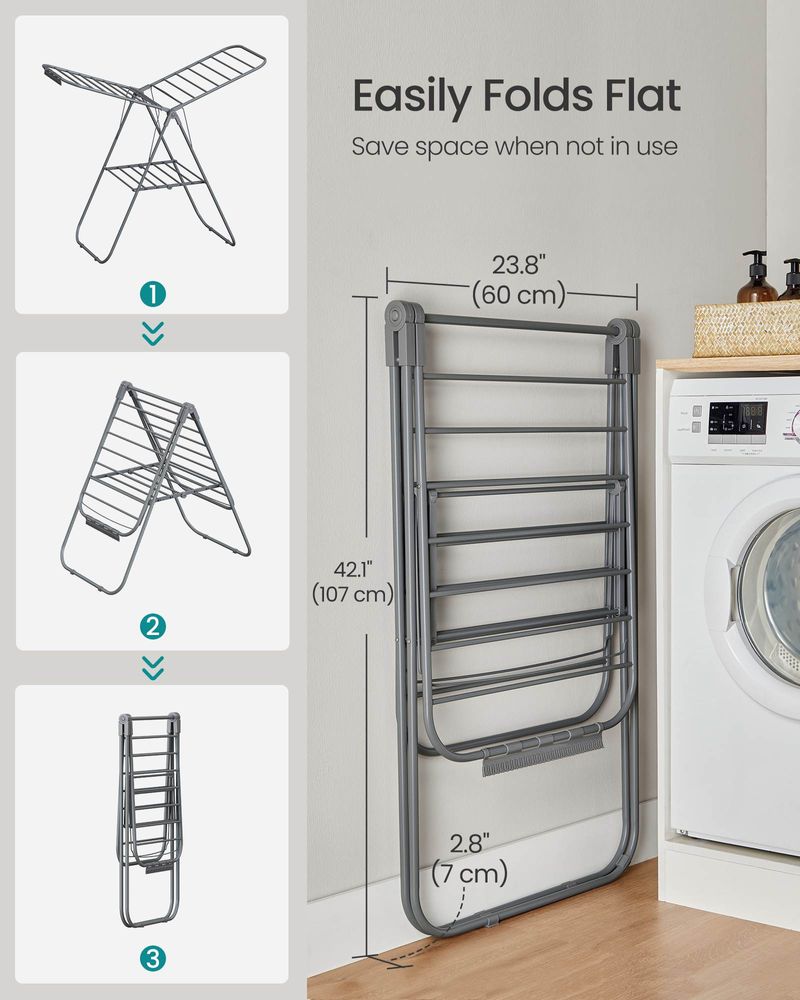 Clothes Drying Rack - With Sock Clips - Heavy Duty Steel