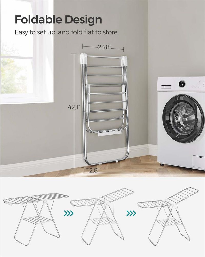 Clothes Drying Rack - With Sock Clips - Heavy Duty Steel
