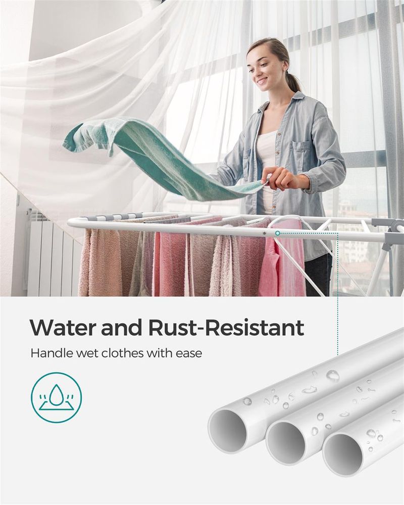 Clothes Drying Rack - With Sock Clips - Heavy Duty Steel