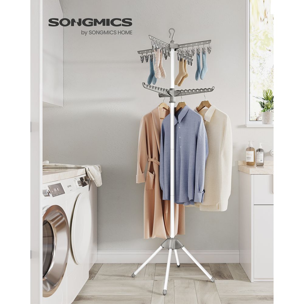 Clothes Drying Rack - 1–3 Tier Folding - 360° Rotating Arms