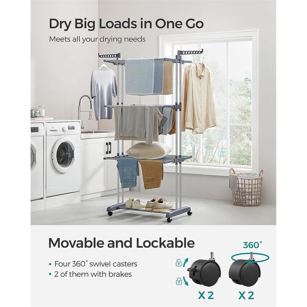 Clothes Drying Rack Stand - 4 Tier - Foldable Indoor Outdoor