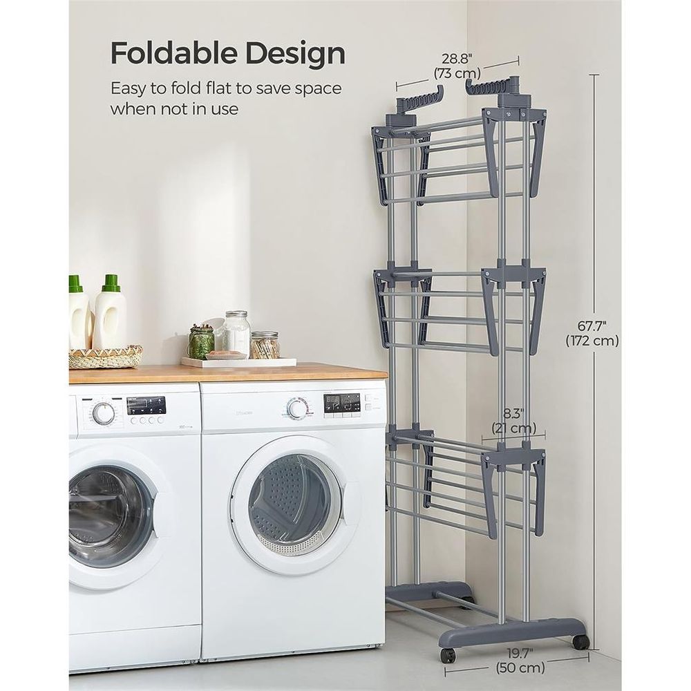 Clothes Drying Rack Stand - 4 Tier - Foldable Indoor Outdoor