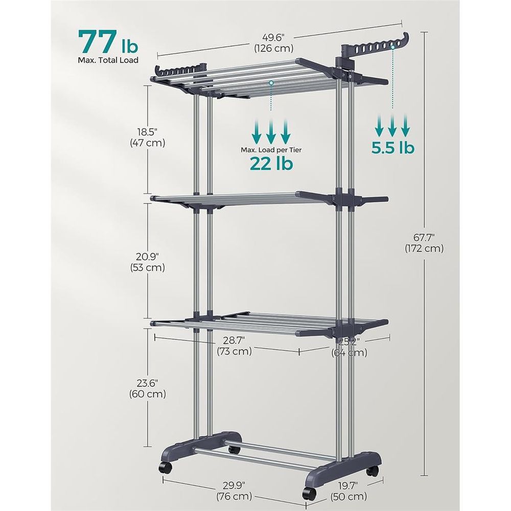 Clothes Drying Rack Stand - 4 Tier - Foldable Indoor Outdoor