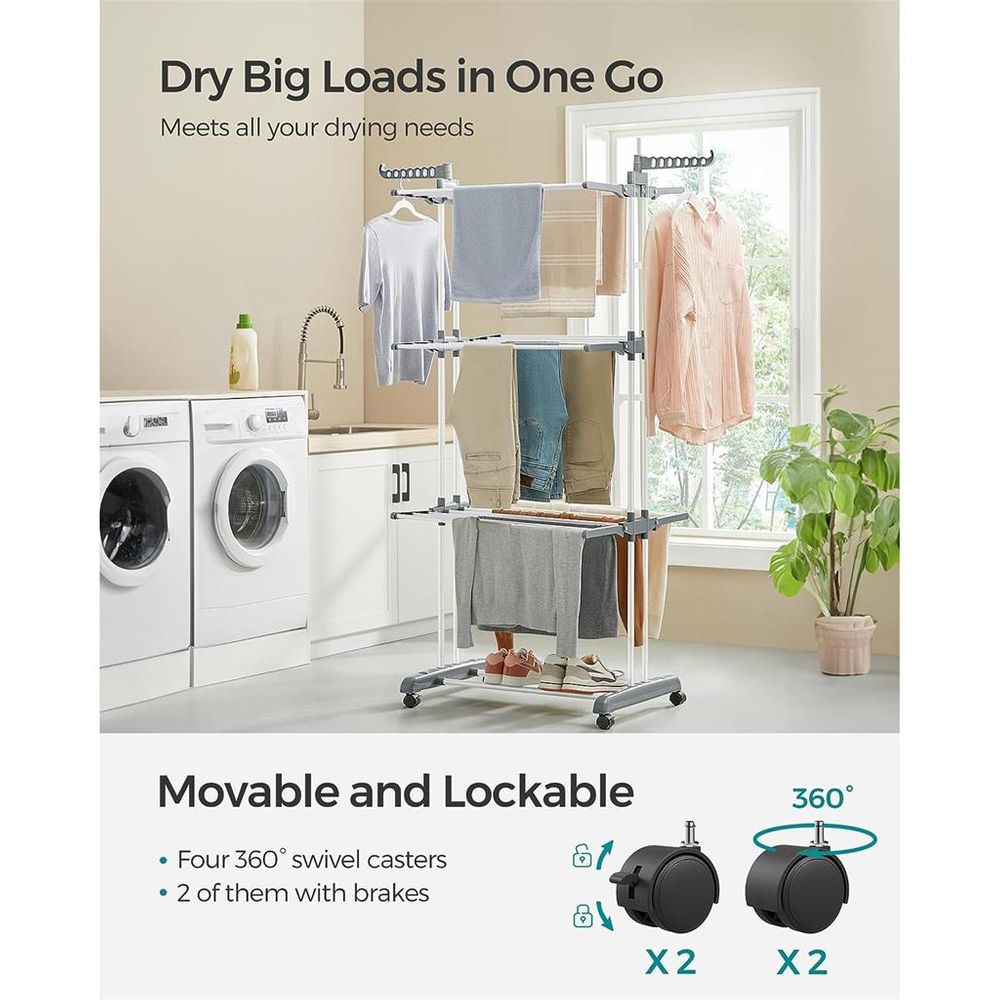 Clothes Drying Rack Stand - 4 Tier - Foldable Indoor Outdoor