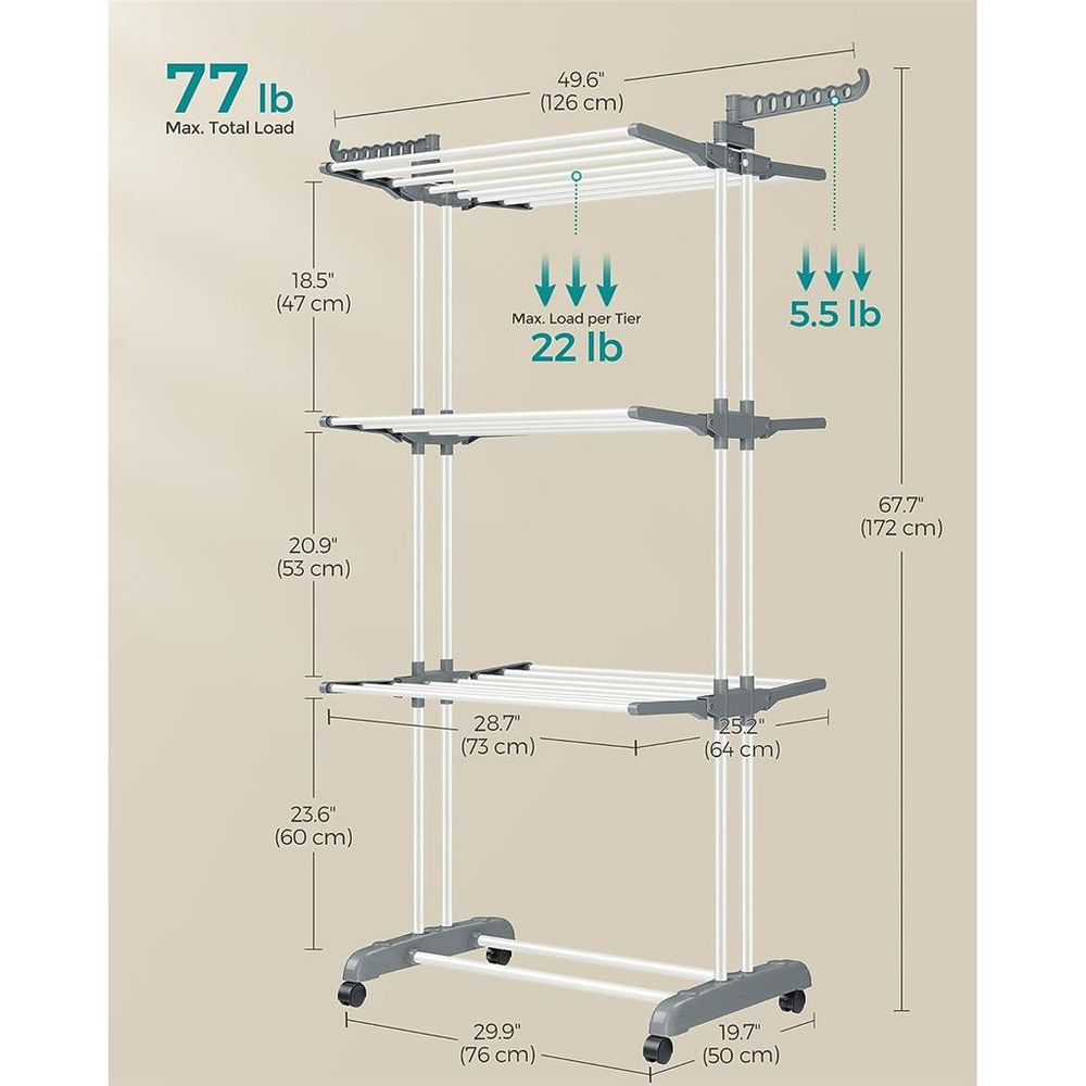 Clothes Drying Rack Stand - 4 Tier - Foldable Indoor Outdoor