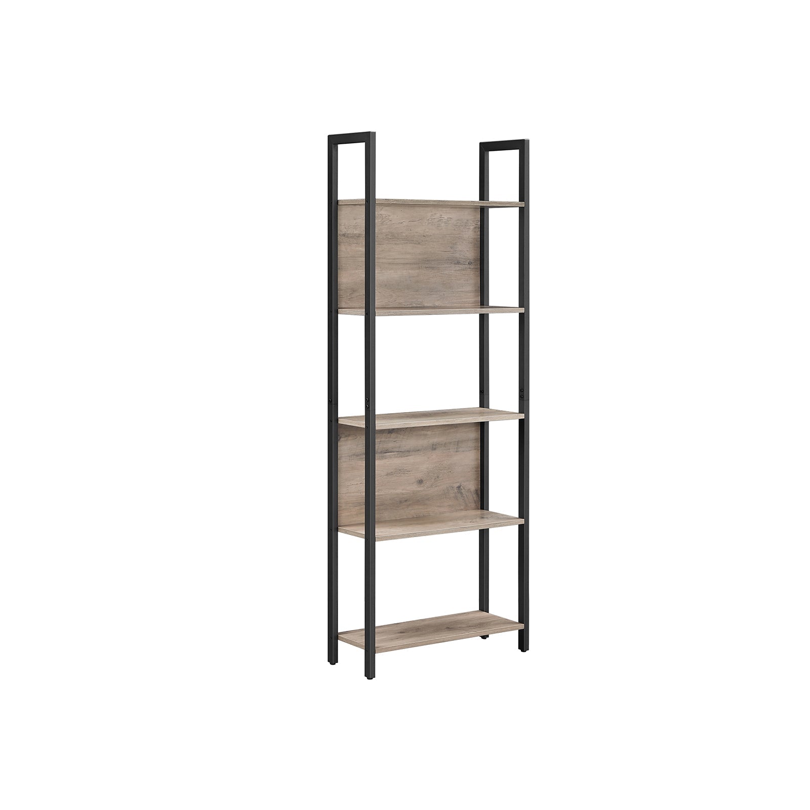 5 Tier Bookshelf With Steel Frame Tall Storage Shelving Unit