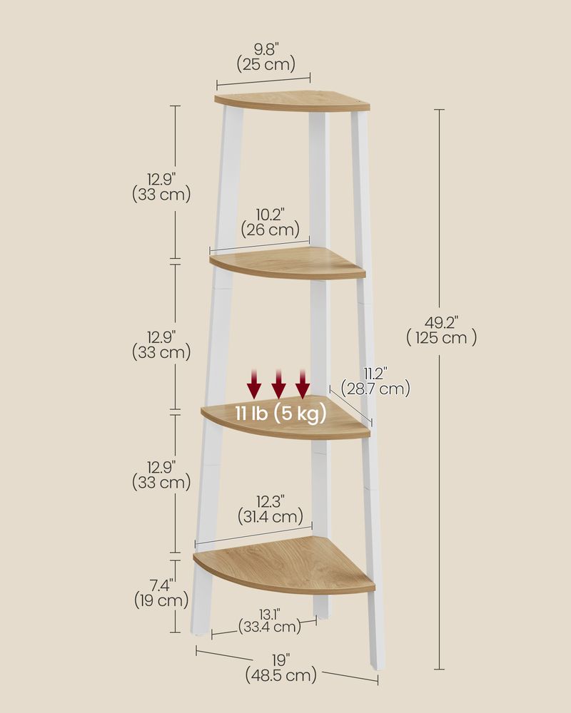 Corner Shelf Stand - 4 Tier - Floor Standing Storage