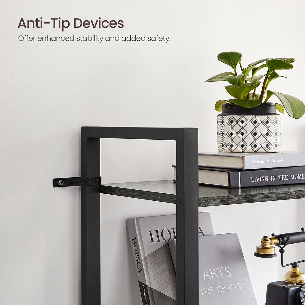 Bookshelf - 4 Tier Tall - Steel Frame - Space Saving