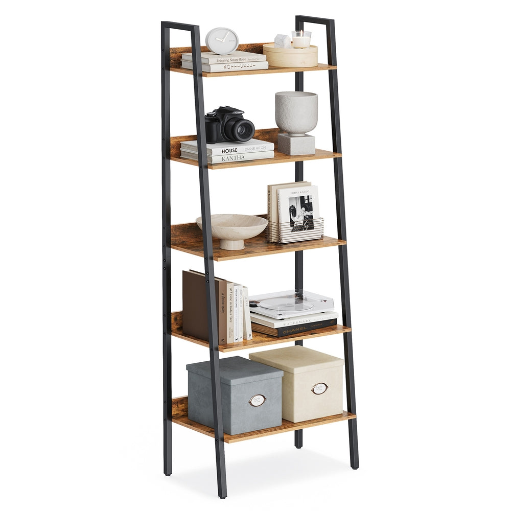 5 Tier Bookshelf Narrow Ladder Shelf Storage Shelving Unit
