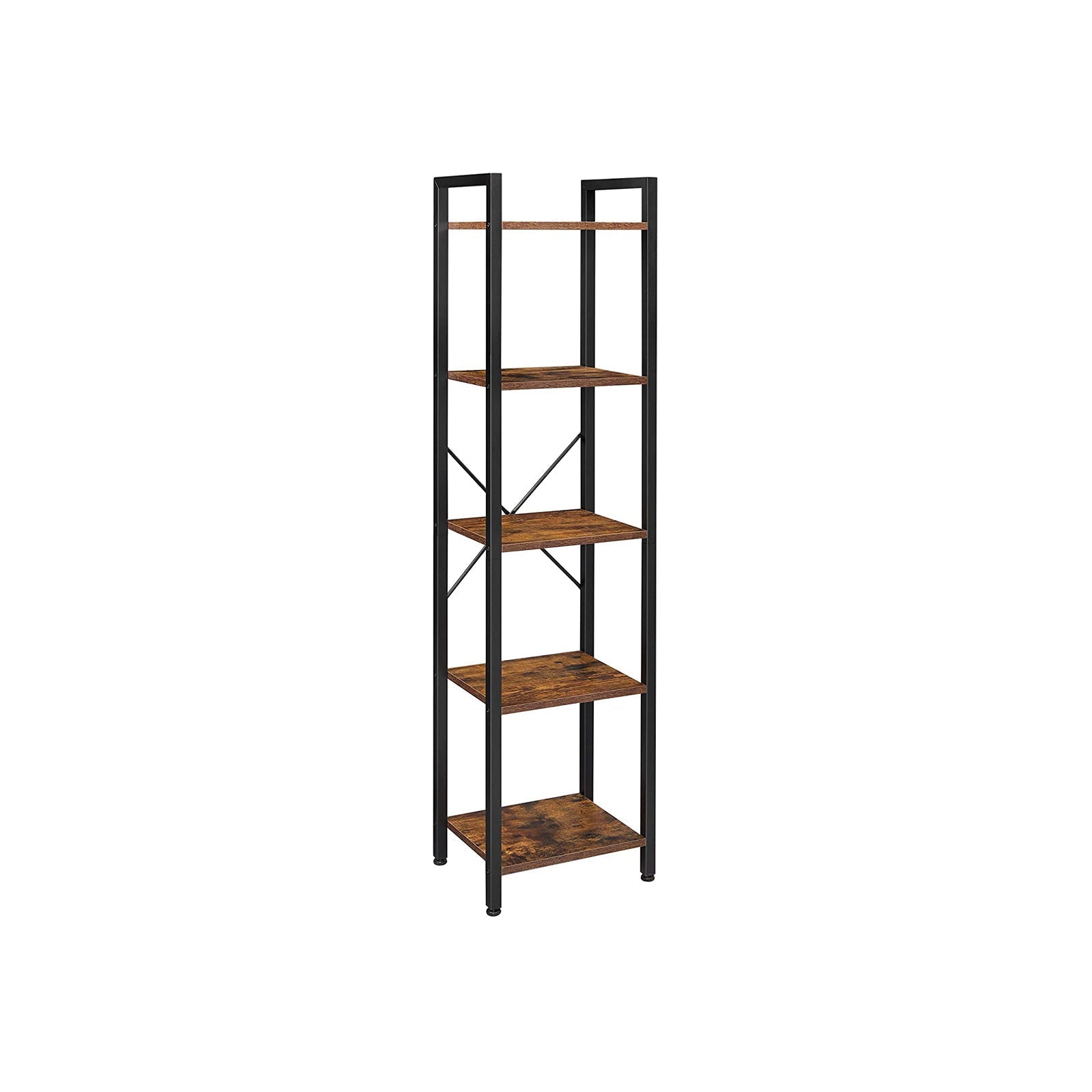5 Shelf Storage Shelving Unit Narrow Bookcase With Steel Frame