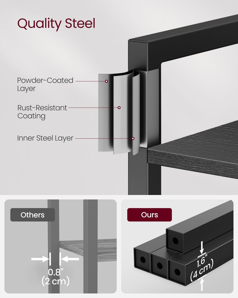 6 Tier Narrow Bookcase Tall Storage Shelving Unit With Steel Frame