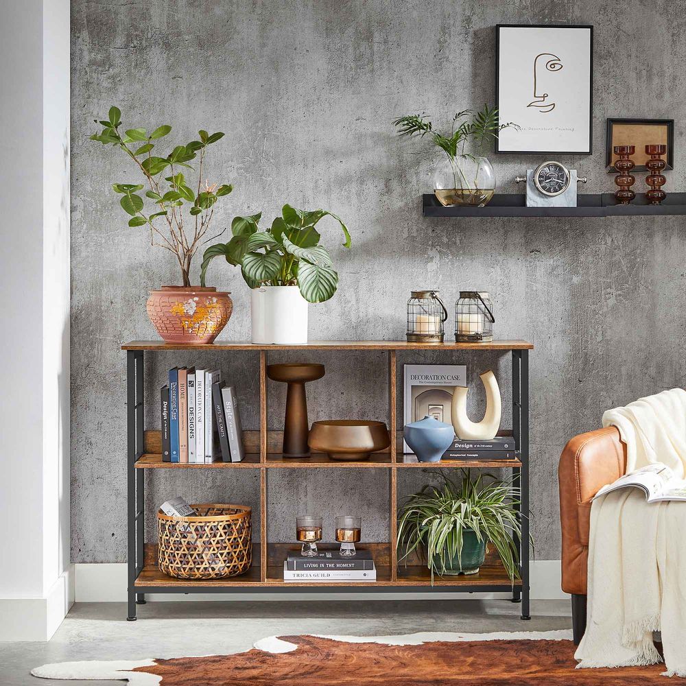 Bookshelf - 6 Storage Cubes - Industrial Style Open Shelf