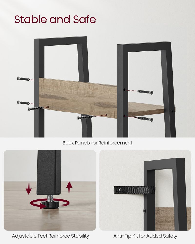 Ladder Shelf - 4 Tier Slim - Metal Frame Storage Shelf