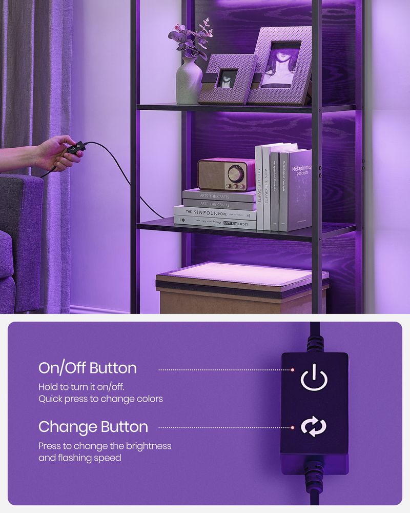 Bookshelf - 5 Tier LED - Dimmable Lights Display Shelf