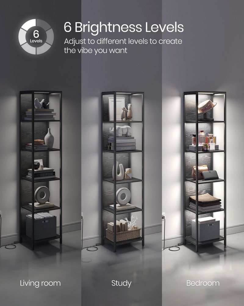 Bookshelf - 5 Tier LED - Dimmable Lights Display Shelf