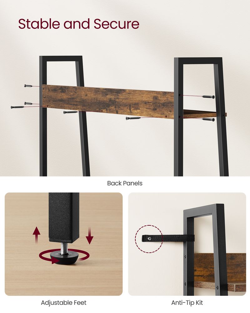 Ladder Shelf - 4 Tier Slim - Metal Frame Storage Shelf