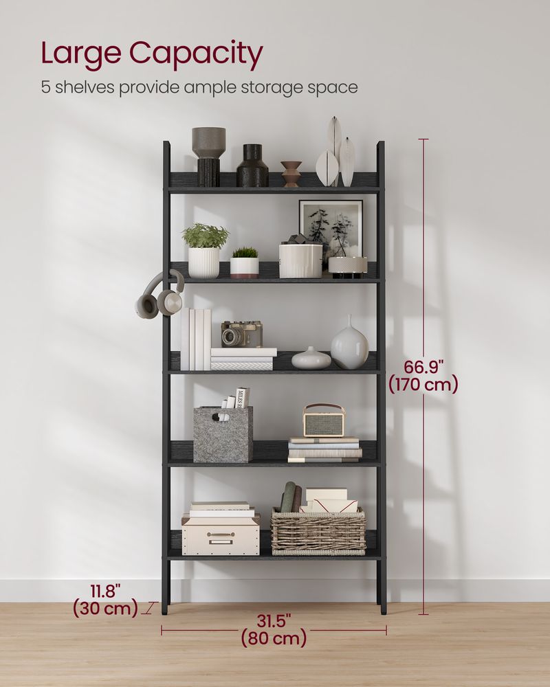 Ladder Shelf - 4 Tier Slim - Metal Frame Storage Shelf