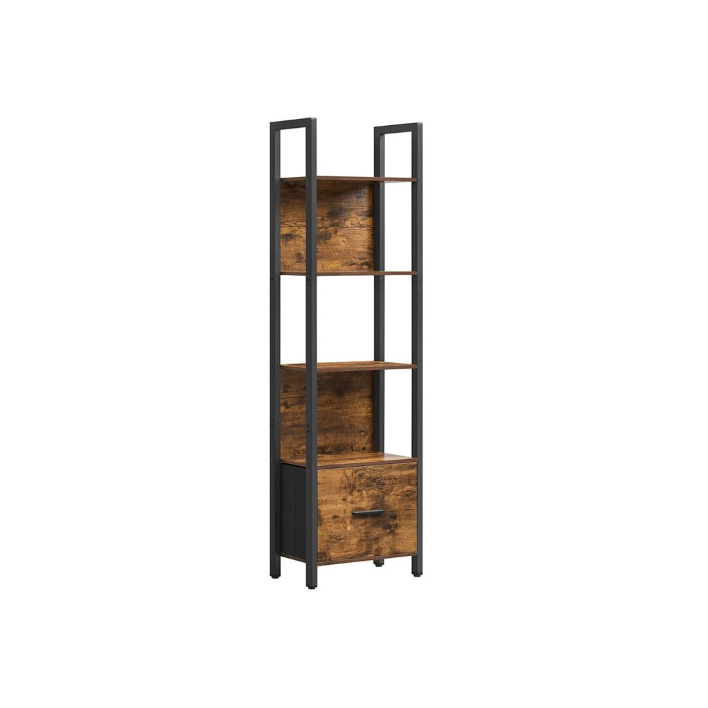 5 Tier Bookshelf With Drawer Tall Bookcase Storage Shelving Unit