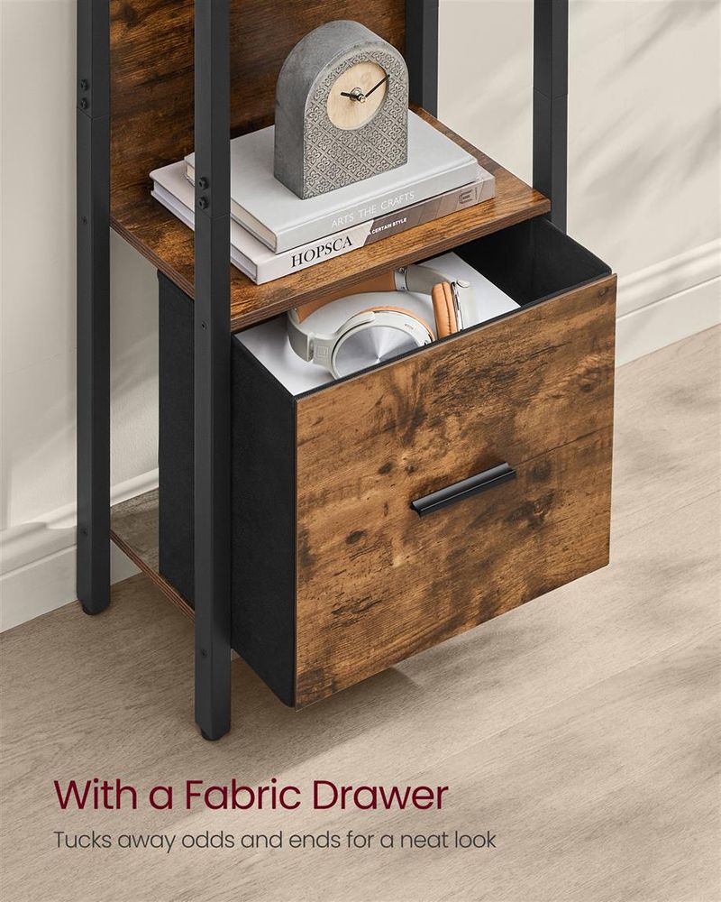 5 Tier Bookshelf With Drawer Tall Bookcase Storage Shelving Unit