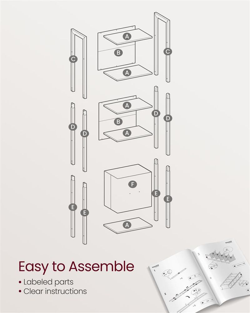 5 Tier Bookshelf With Drawer Tall Bookcase Storage Shelving Unit