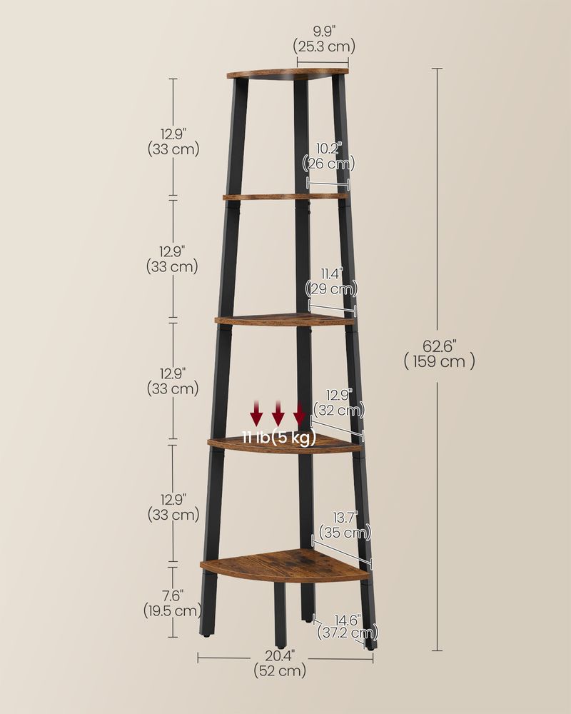 Corner Shelf - Industrial 5 Tier - Floor Standing Storage
