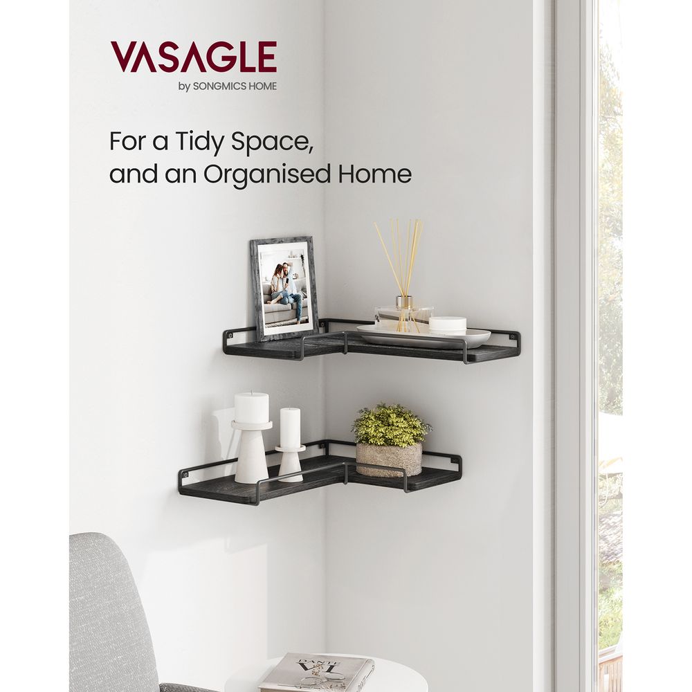 Corner Wall Shelves Set of 2 – Floating Design – Space-Saving Storage