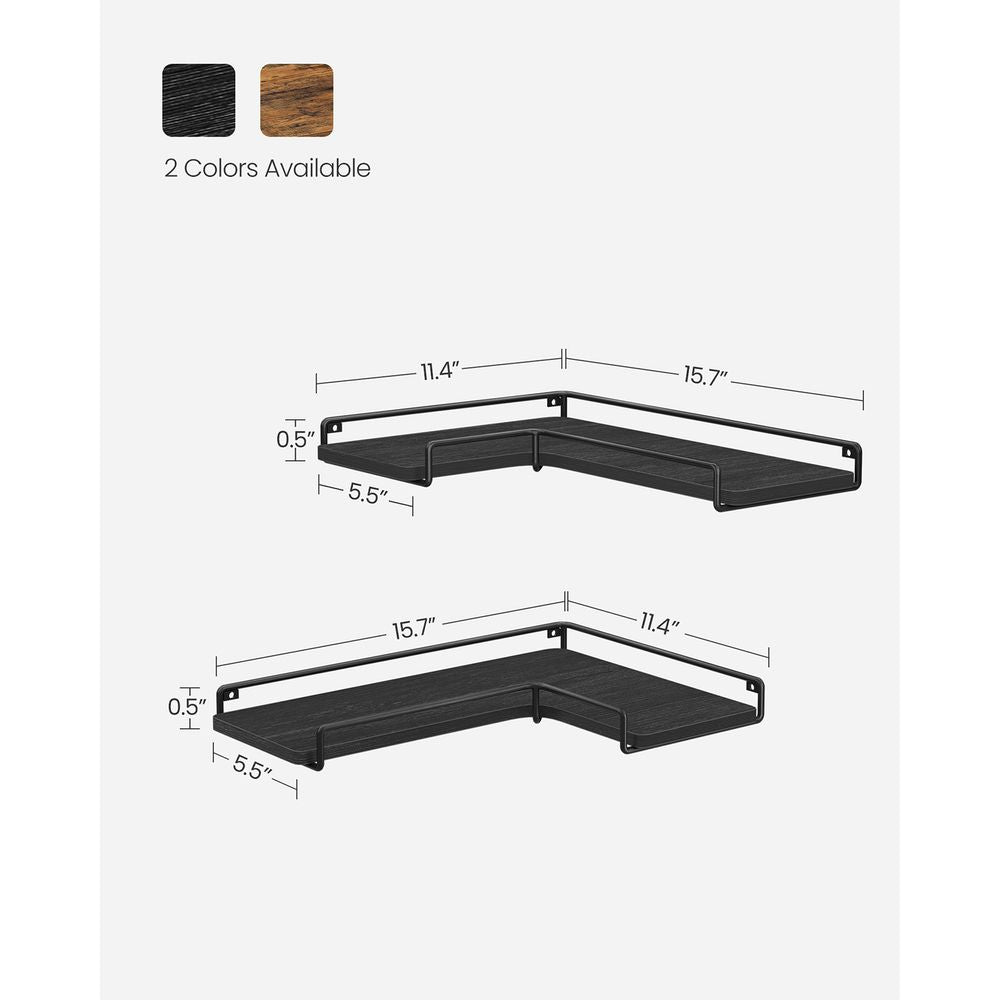Corner Wall Shelves Set of 2 – Floating Design – Space-Saving Storage