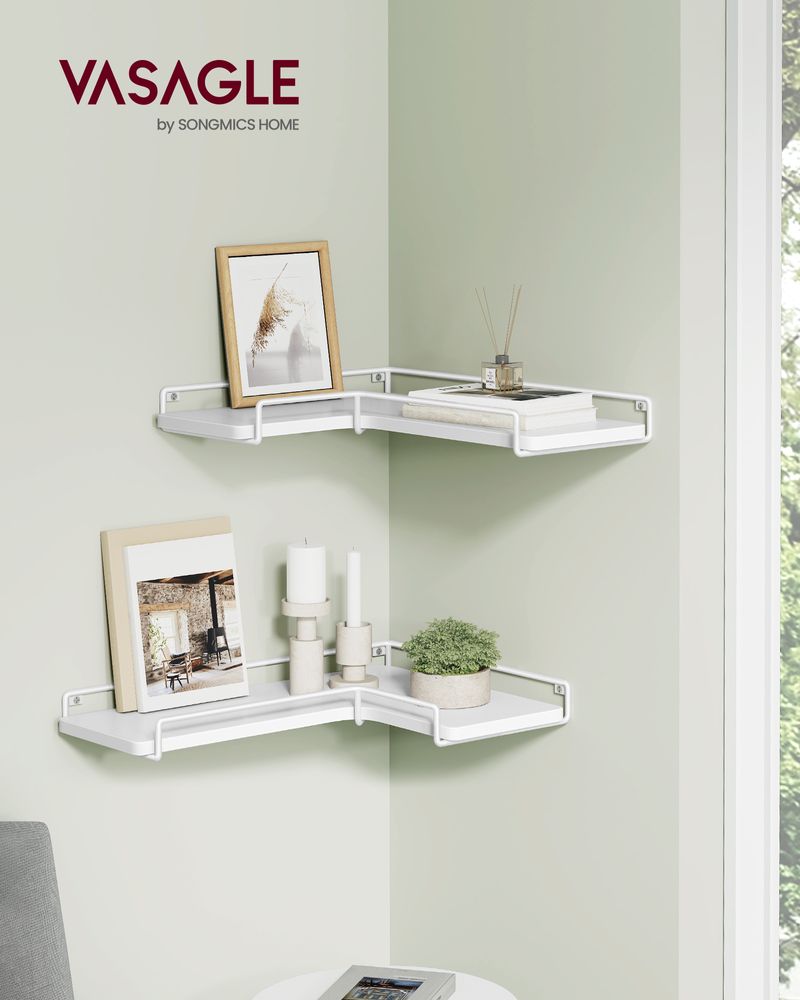 Corner Wall Shelves Set of 2 – Floating Design – Space-Saving Storage