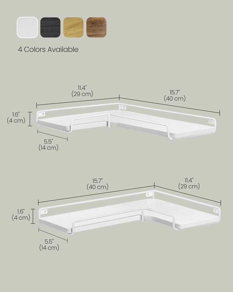 Corner Wall Shelves Set of 2 – Floating Design – Space-Saving Storage