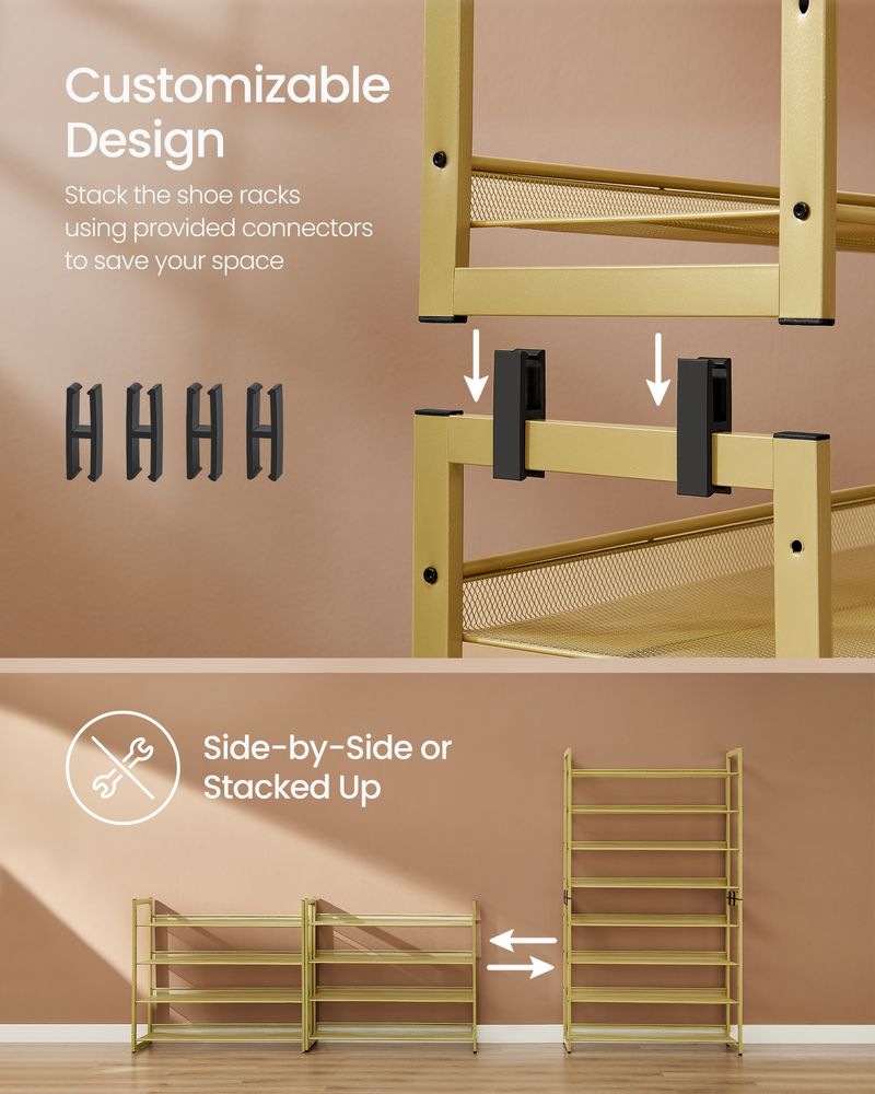 Shoe Organizer - 8 Tier Metal Rack - Large Capacity Storage
