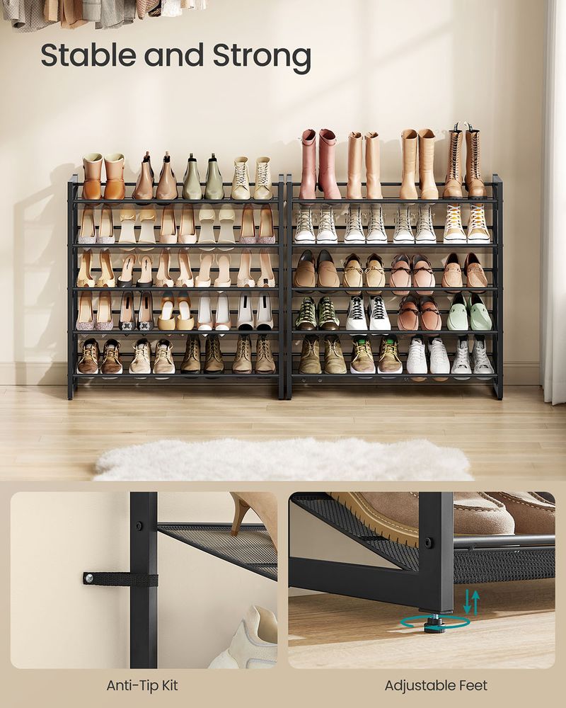 Shoe Organizer - 8 Tier Metal Rack - Large Capacity Storage