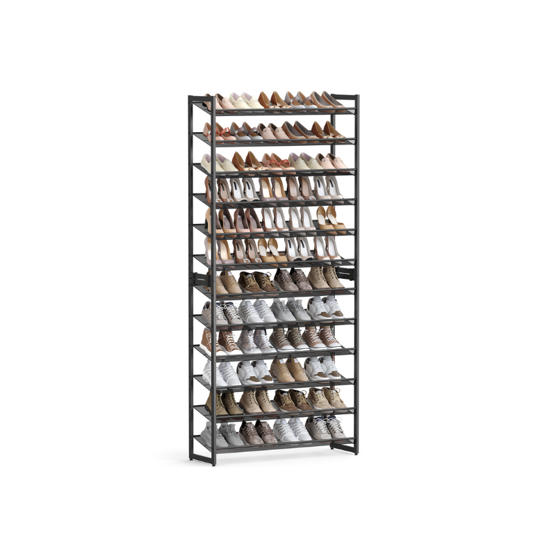 Shoe Organizer Rack - 12 Tier Metal - Large Capacity Storage