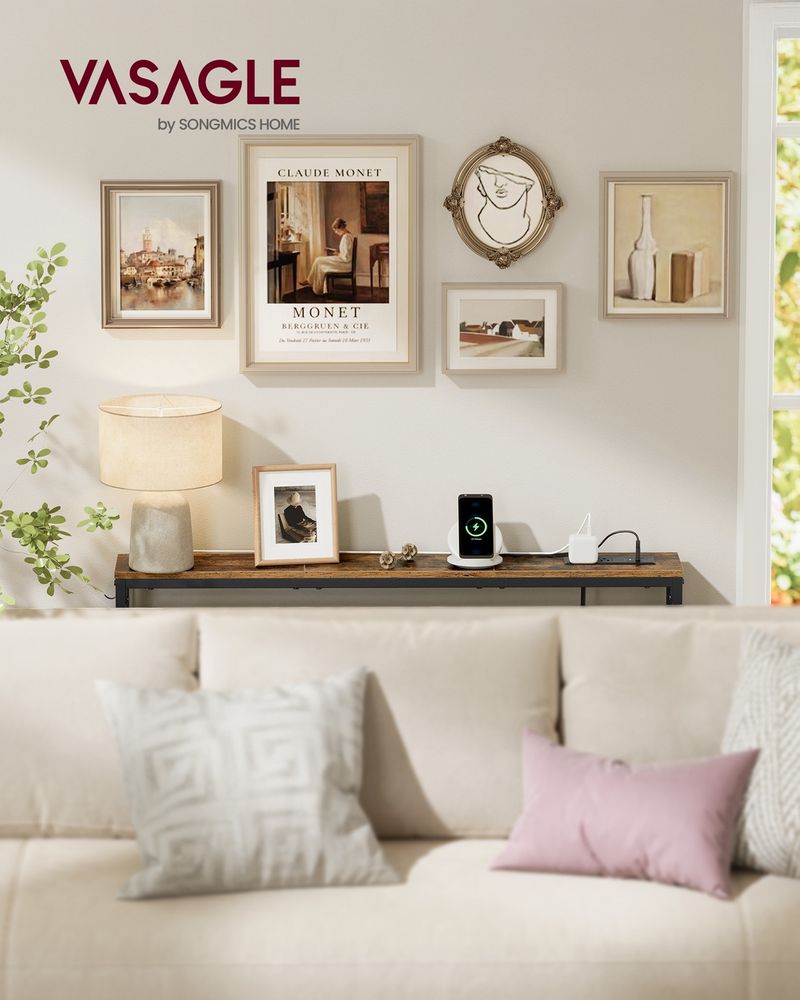 Slim Console Table With Power Outlet Narrow Sofa Table With Hook