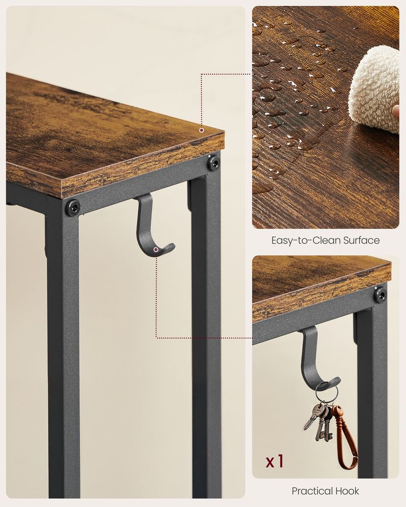 Slim Console Table With Power Outlet Narrow Sofa Table With Hook