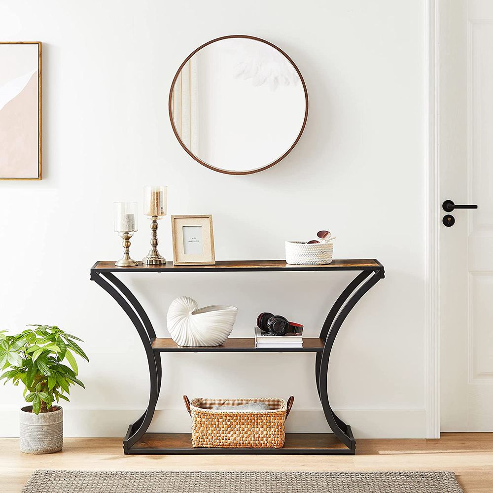 Console Table - Curved Frame Design - 2 Open Storage Shelves
