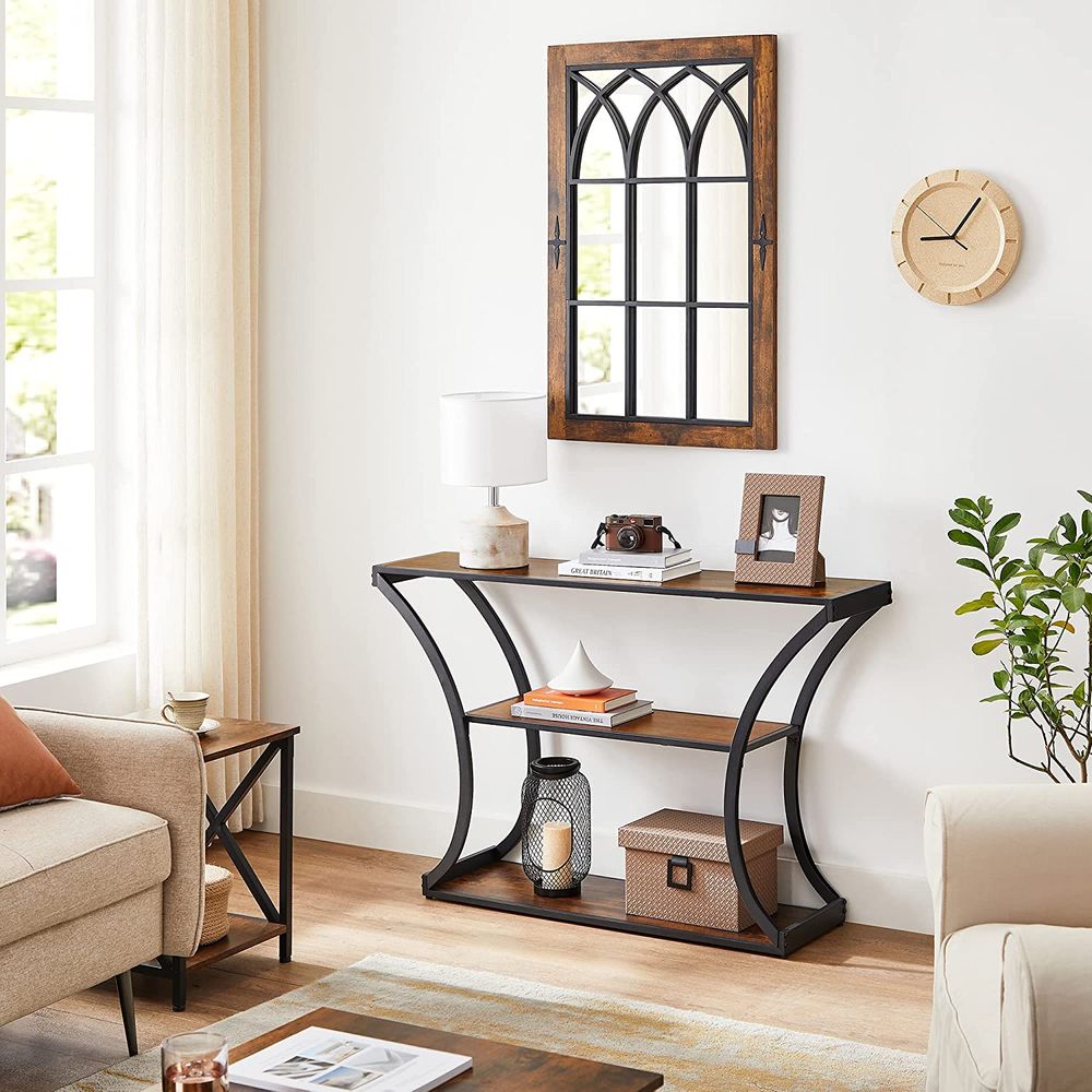Console Table - Curved Frame Design - 2 Open Storage Shelves