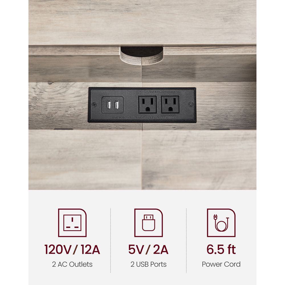70 Inch Console Table With Outlet – Slim Design – Shelves for Entryway