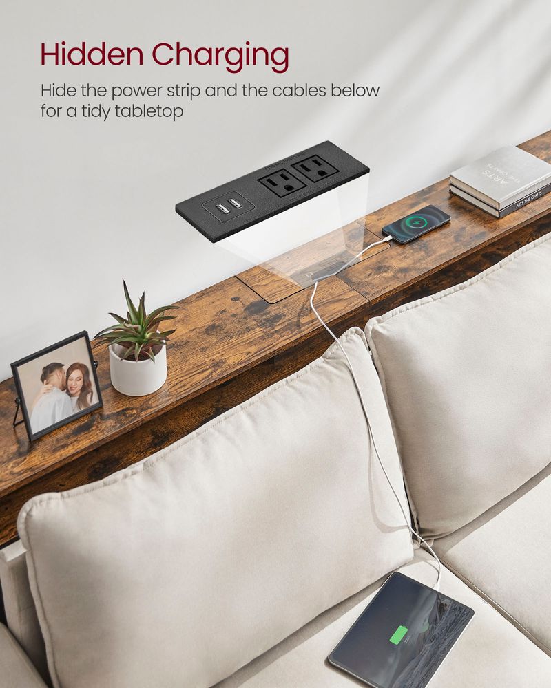 70 Inch Console Table With Outlet – Slim Design – Shelves for Entryway