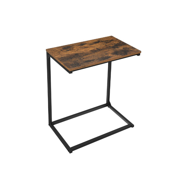 C-Shaped End Table – Sofa & Couch Laptop Table – Rustic Style