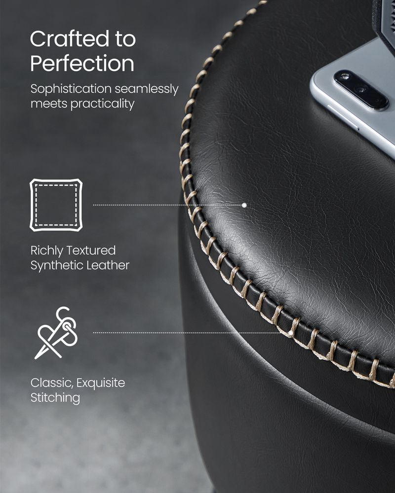 Round Storage Ottoman - Steel Legs - Upholstered Seating