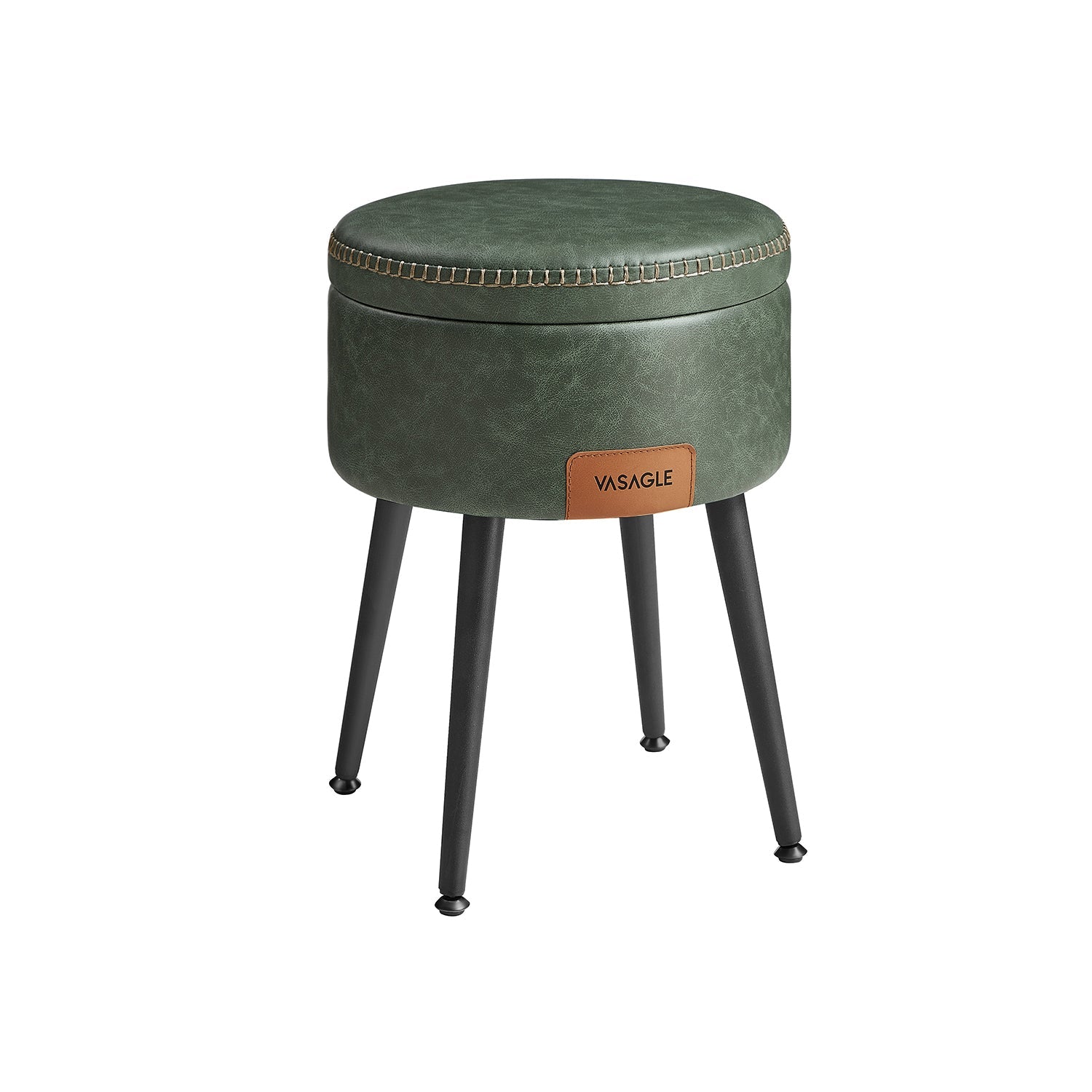 Round Storage Ottoman - Steel Legs - Upholstered Seating
