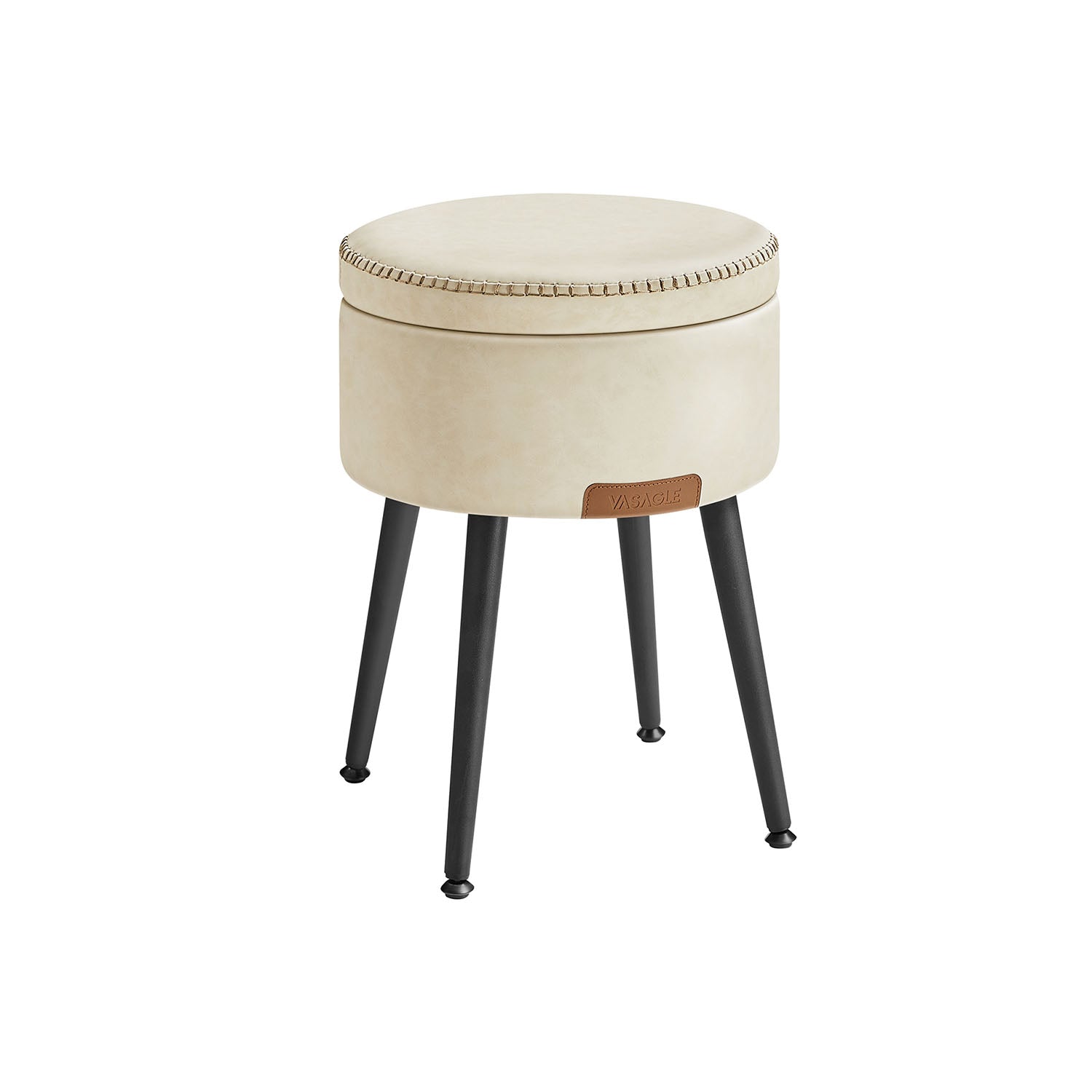 Round Storage Ottoman - Steel Legs - Upholstered Seating
