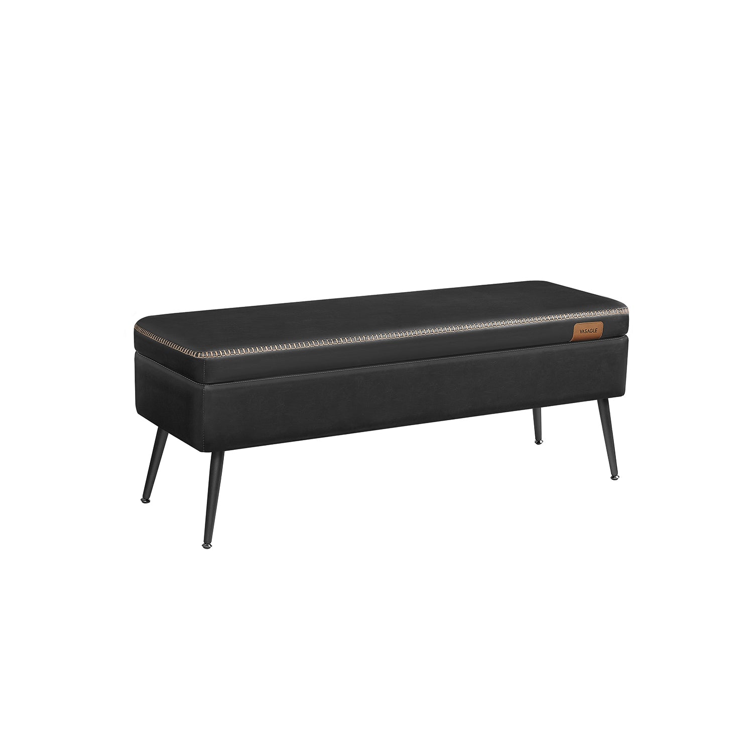 Storage Ottoman Bench - Steel Legs - Forest Green Upholstered
