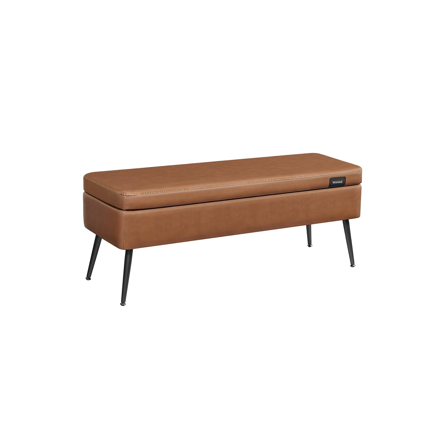 Storage Ottoman Bench - Steel Legs - Forest Green Upholstered