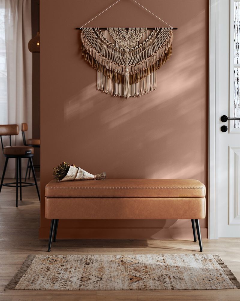 Storage Ottoman Bench - Steel Legs - Forest Green Upholstered