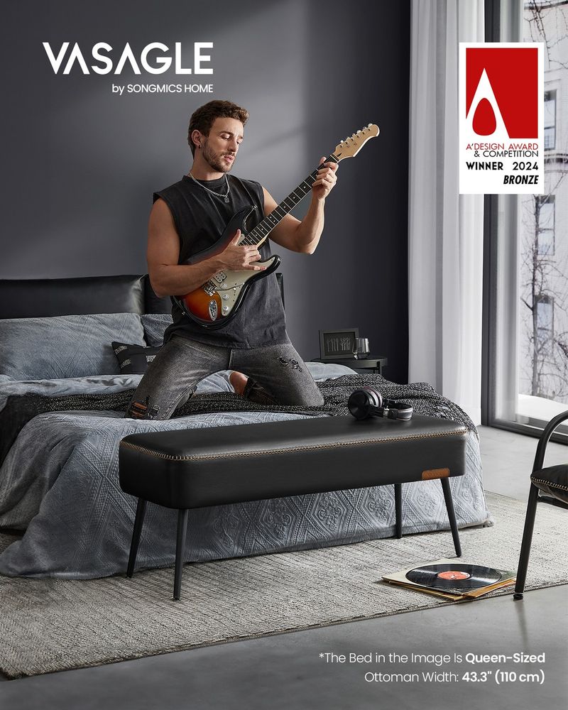 Ottoman Bench With Legs - Upholstered Seating - Multi Purpose