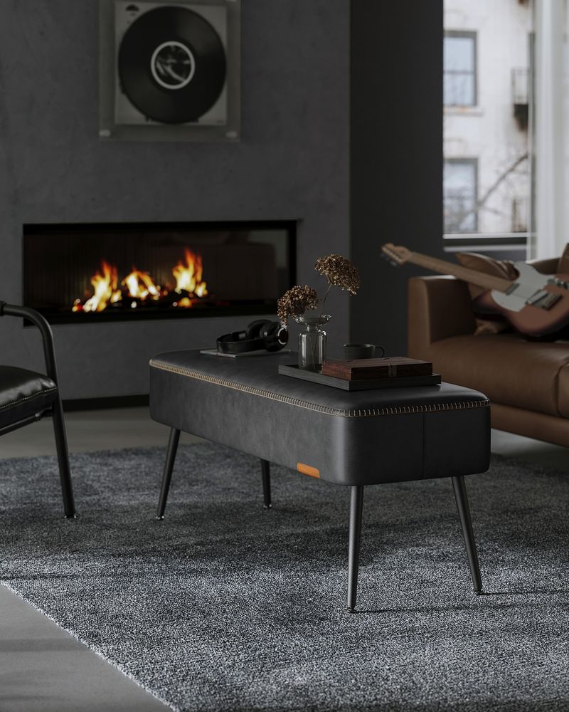 Ottoman Bench With Legs - Upholstered Seating - Multi Purpose