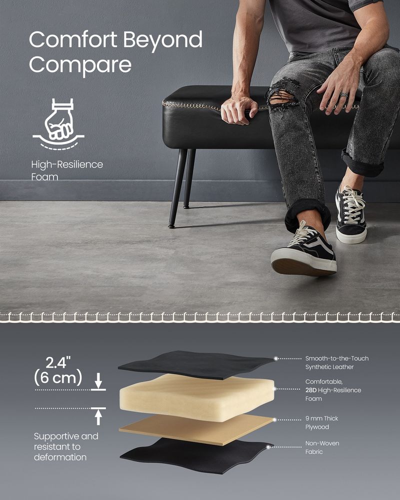 Ottoman Bench With Legs - Upholstered Seating - Multi Purpose